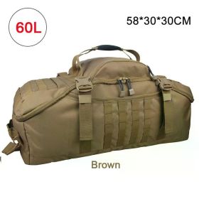 40L 60L 80L Sport Travel Bag Molle Tactical Backpack Gym Fitness Bag Large Duffle Bags for Camping Hunting Fishing (Color: 60L Brown)