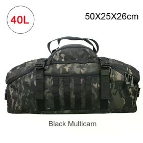 40L 60L 80L Sport Travel Bag Molle Tactical Backpack Gym Fitness Bag Large Duffle Bags for Camping Hunting Fishing (Color: 40L Black Camo)